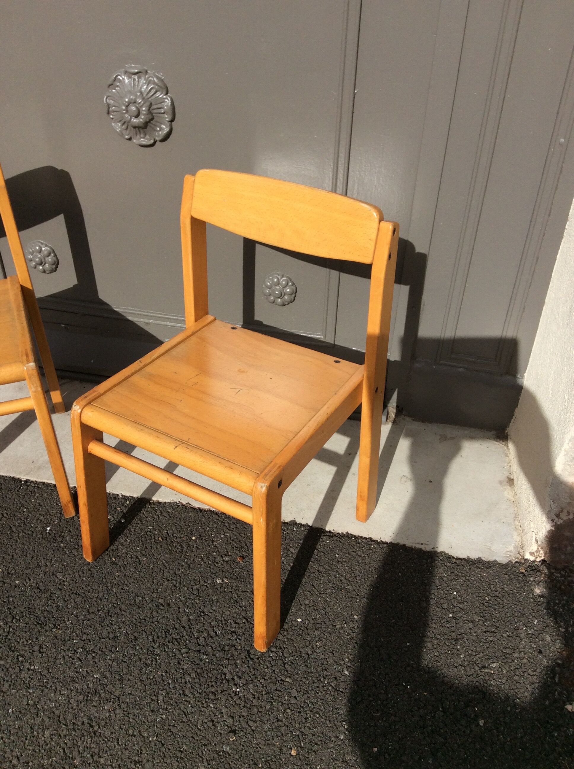 Kindergarten chair vintage metal wood, 70s