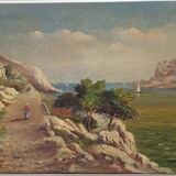 Ancienne peinture, calanques Méditerranée