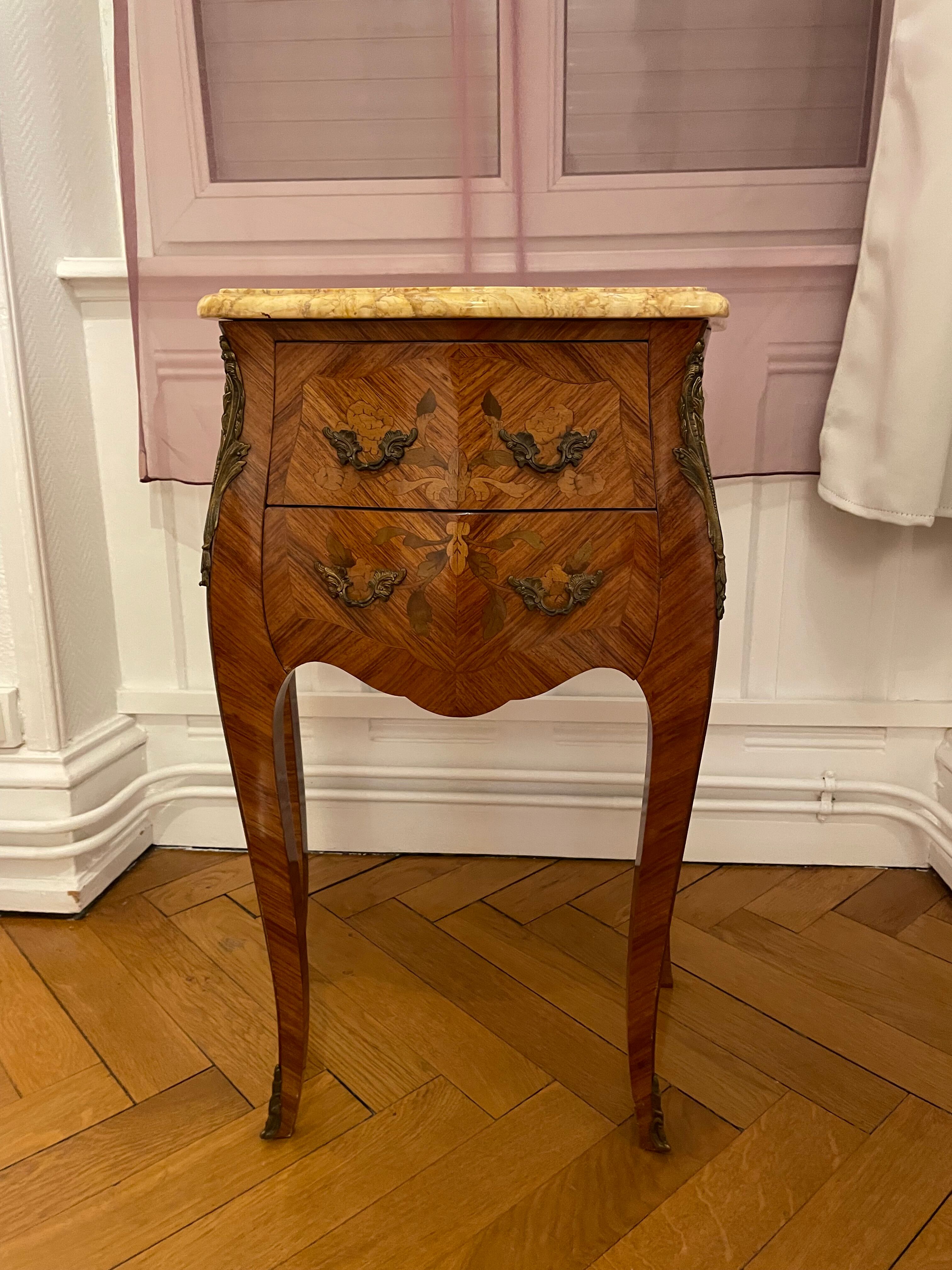 Louis XVI bedside table marquetry