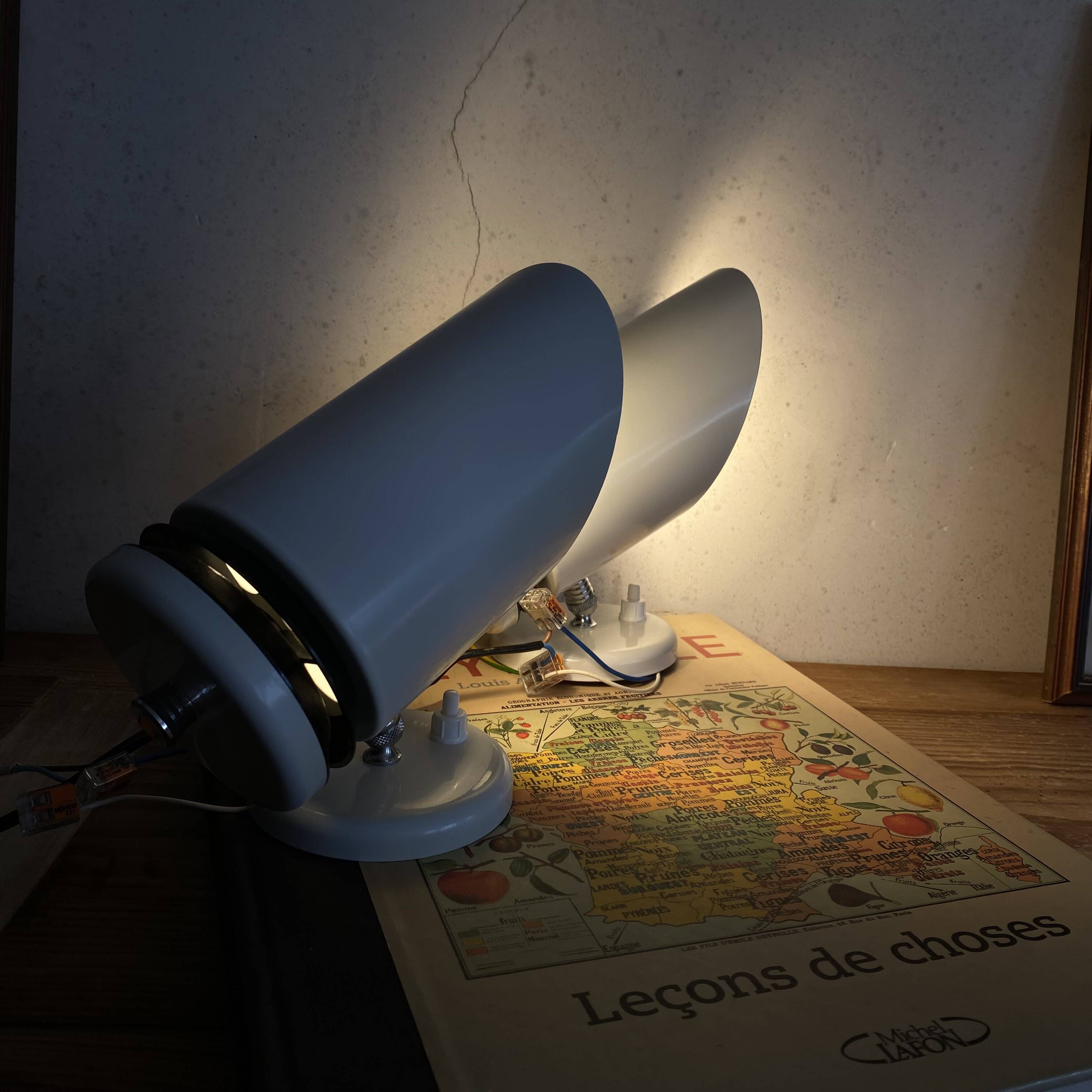 Pair of white metal wall spotlights