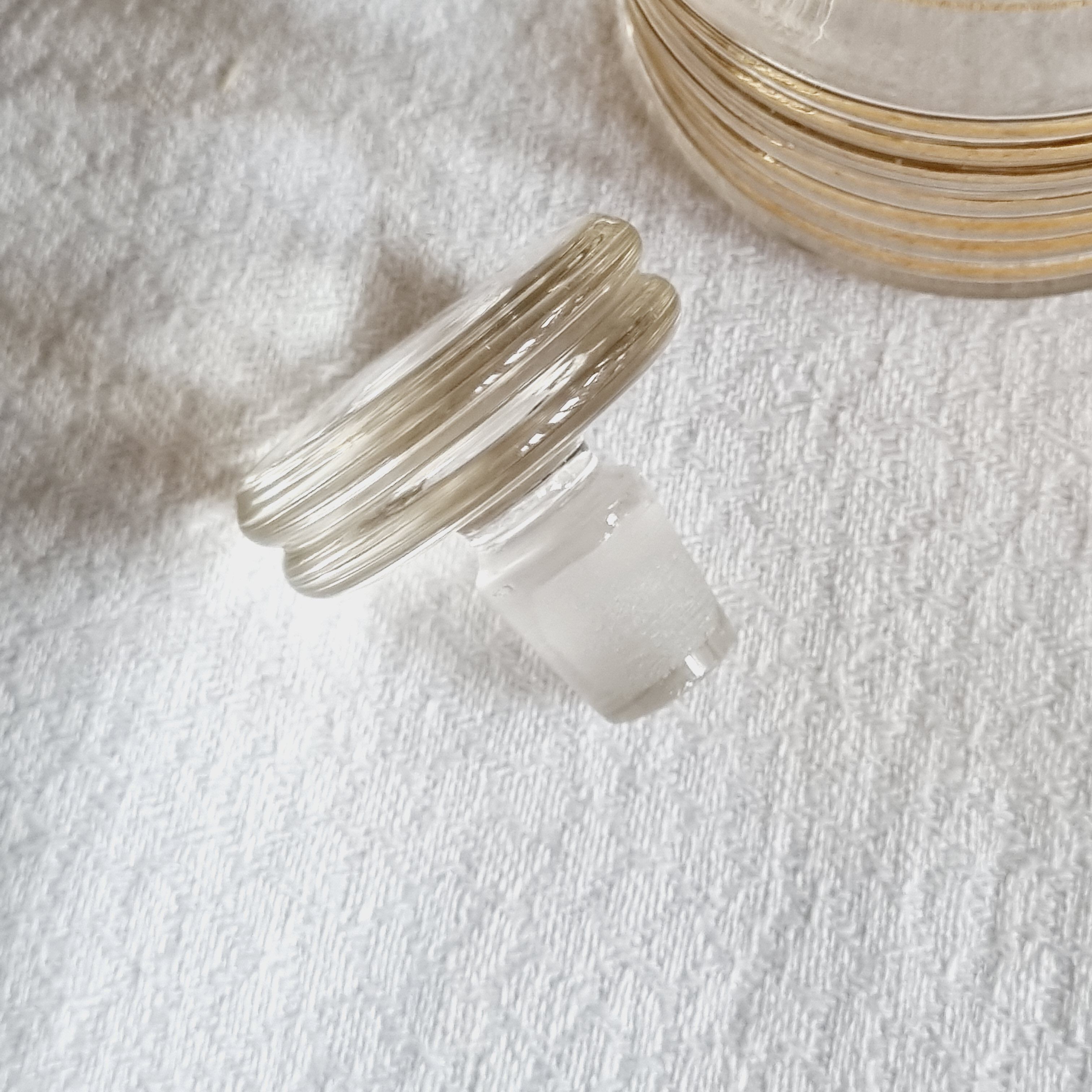 Blown glass decanter with golden borders