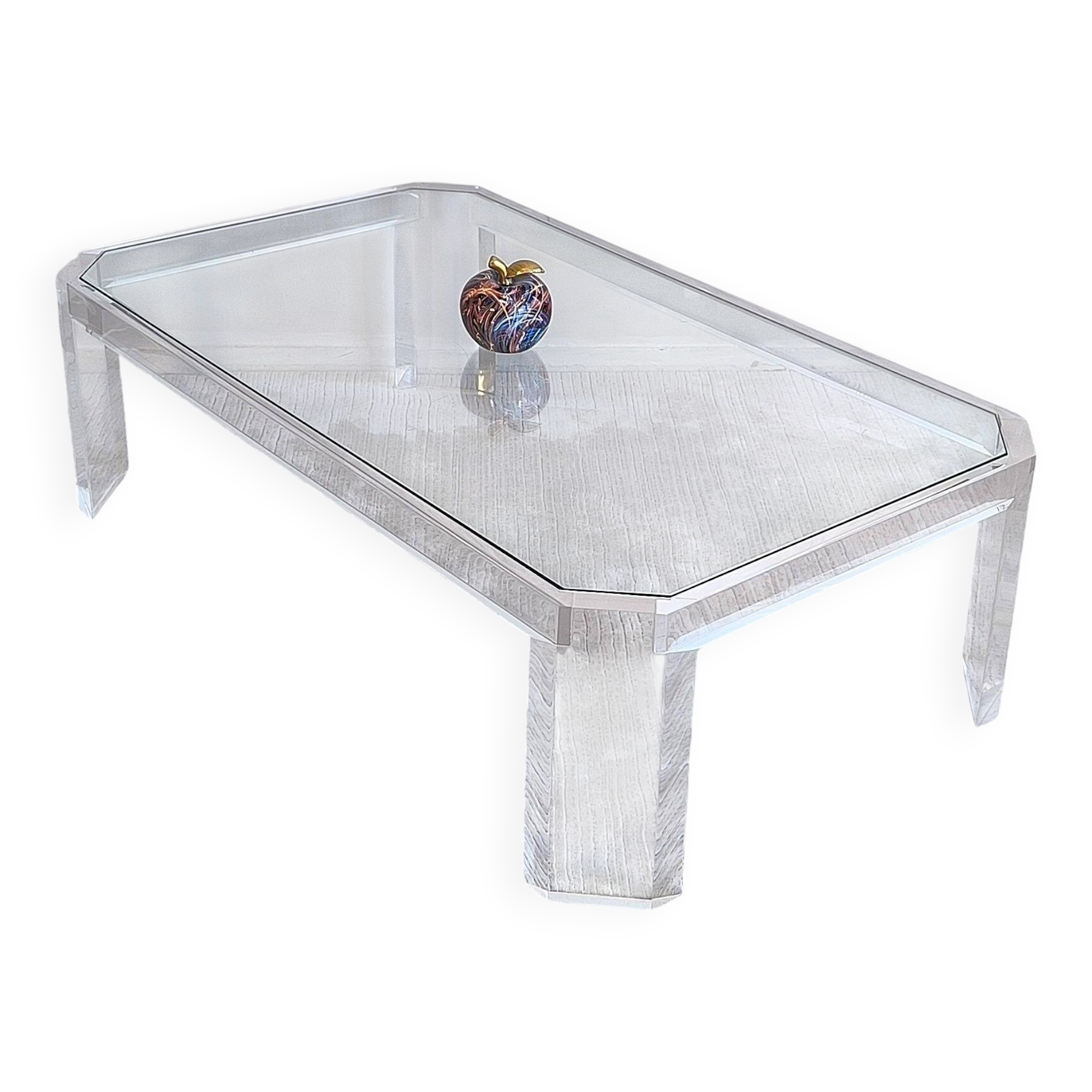 Superb coffee table in Altuglas and glass – signed by Marc Micoud, circa 1970.