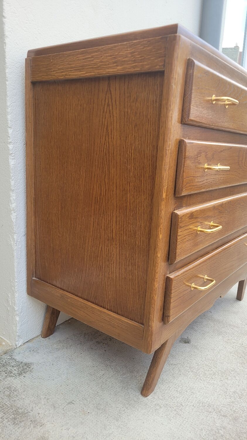 Commode vintage 1950 pieds compas 4 tiroirs