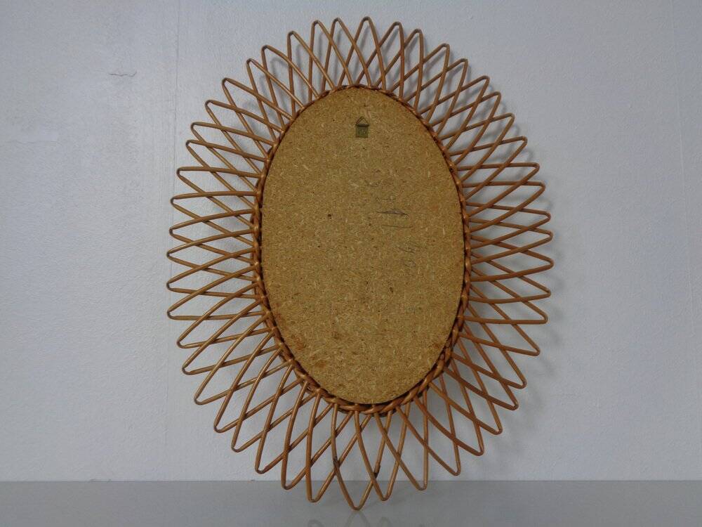 Italian rattan mirror, 1960s