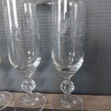 Set of 6 champagne flutes in chiseled crystal