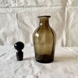 Chromed metal pear - 1 carafe and 6 amber crystal glasses - liquor cellar