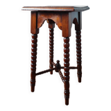 Antique turned wood spool stand