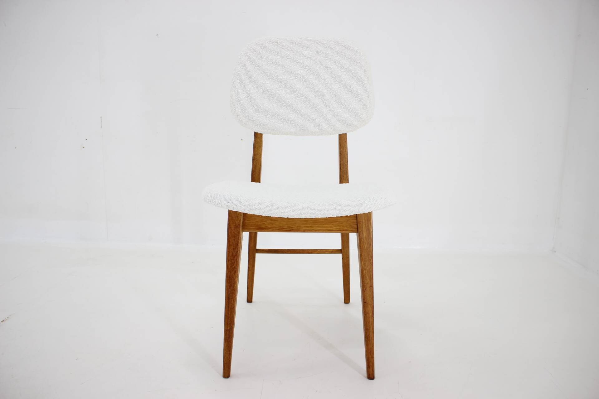 1960s Set of Three Oak Dining Chairs in Boucle, Czechoslovakia