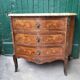 CURVED MARQUETRY CHEST WITH MARBLE TOP 3 ROSEWOOD DRAWERS