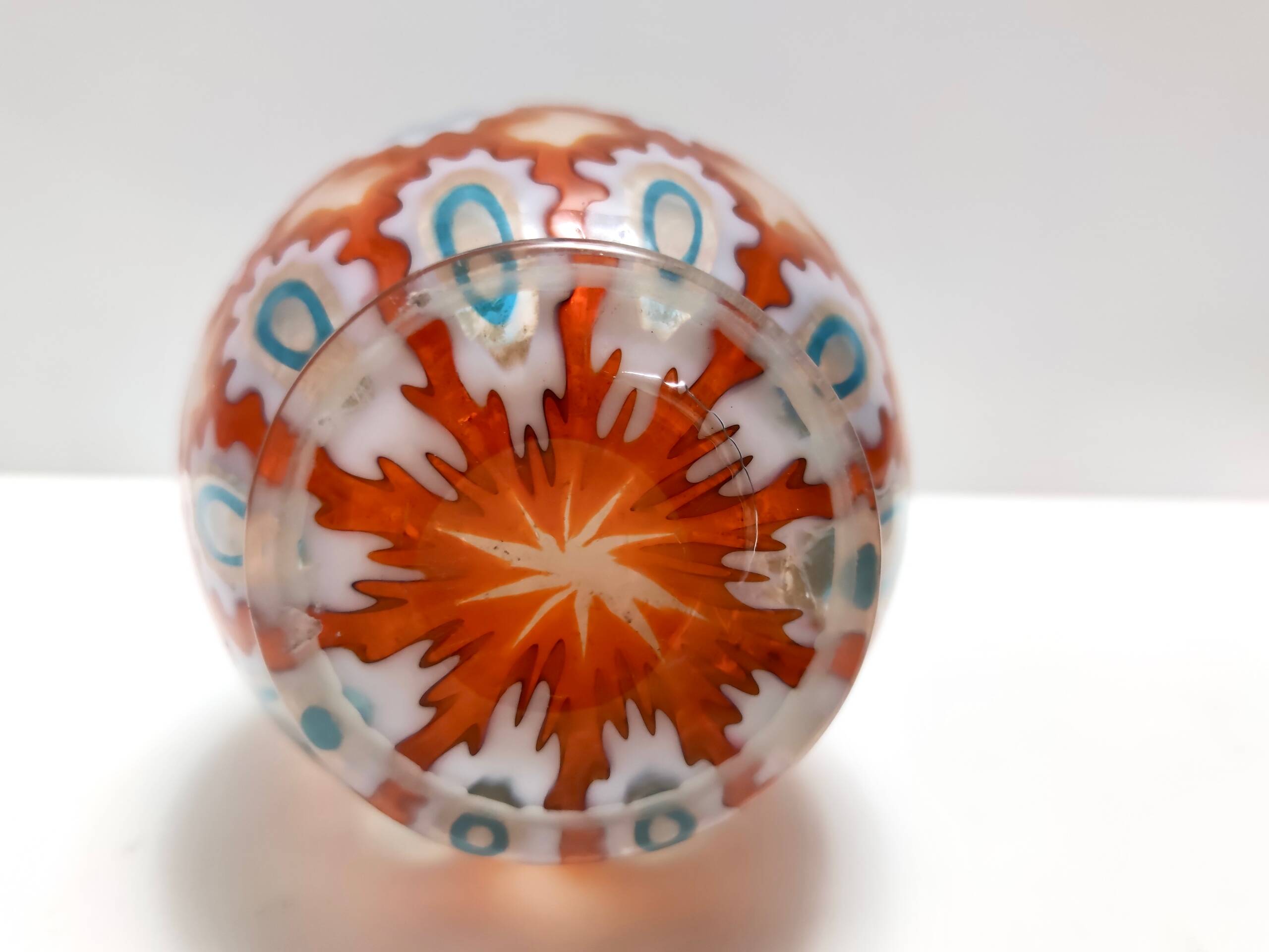 Rare Orange Murano Glass Vase by Ercole Barovier model "Rotellati", Italy