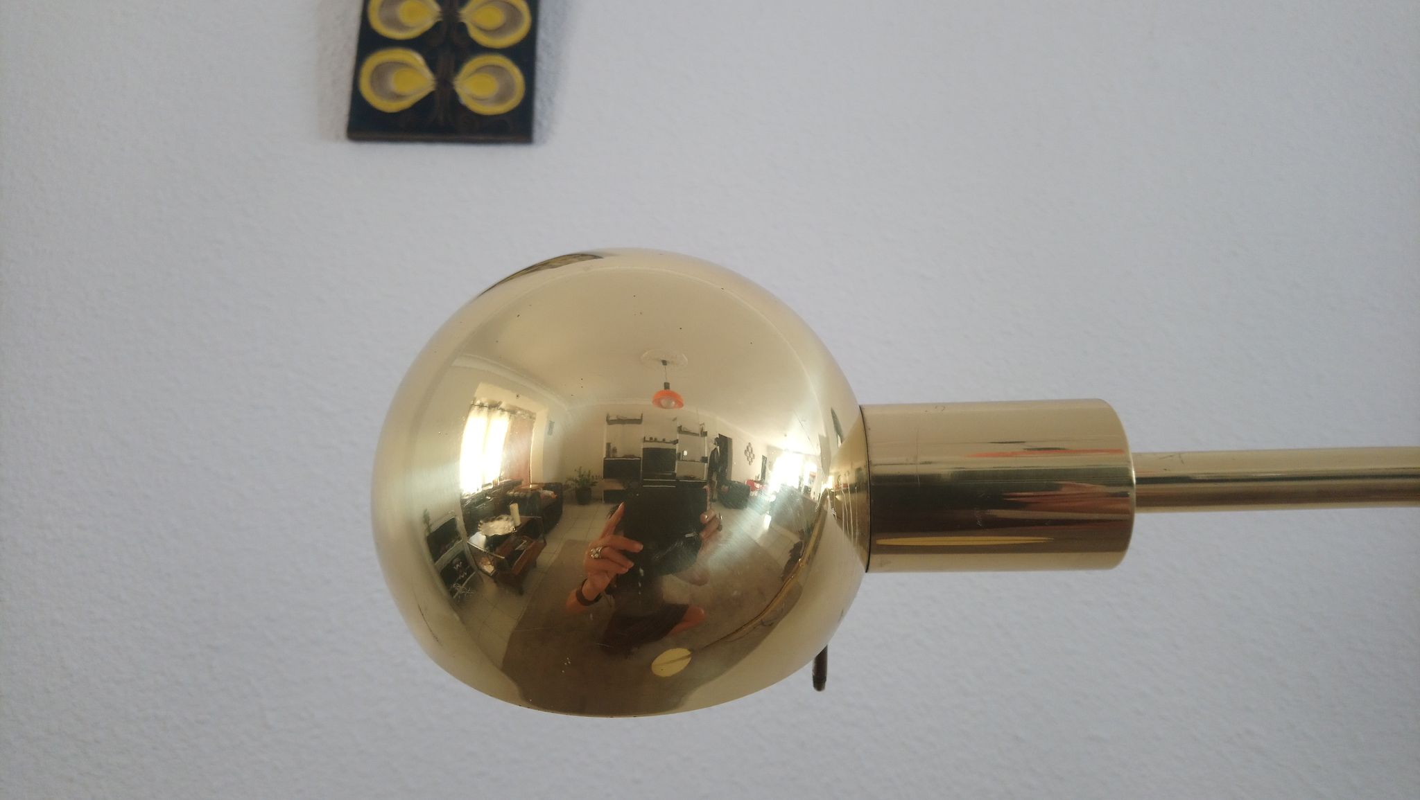 Lampadaire Métalarte en métal doré années 80