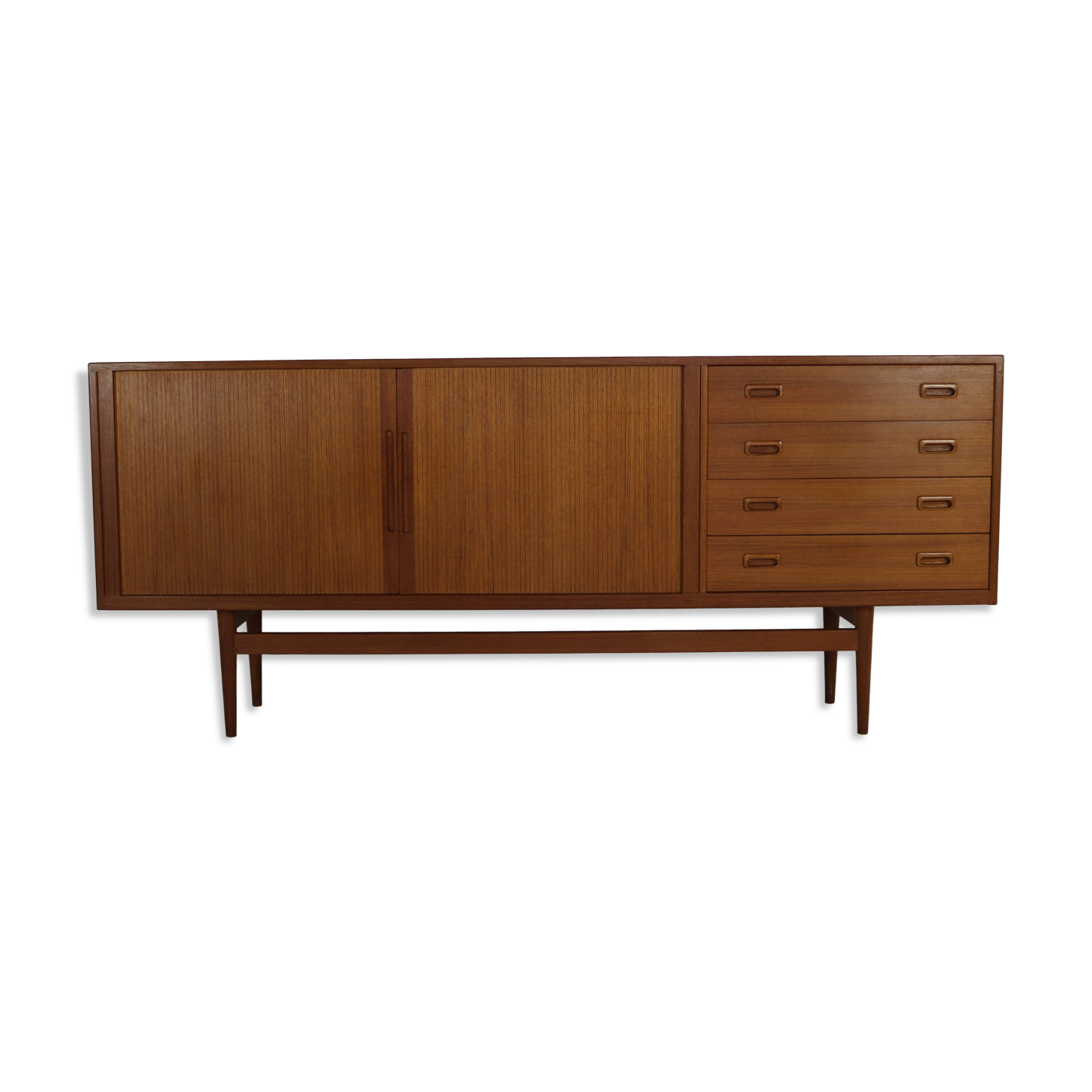 Teak enfilade with 2 tambour doors