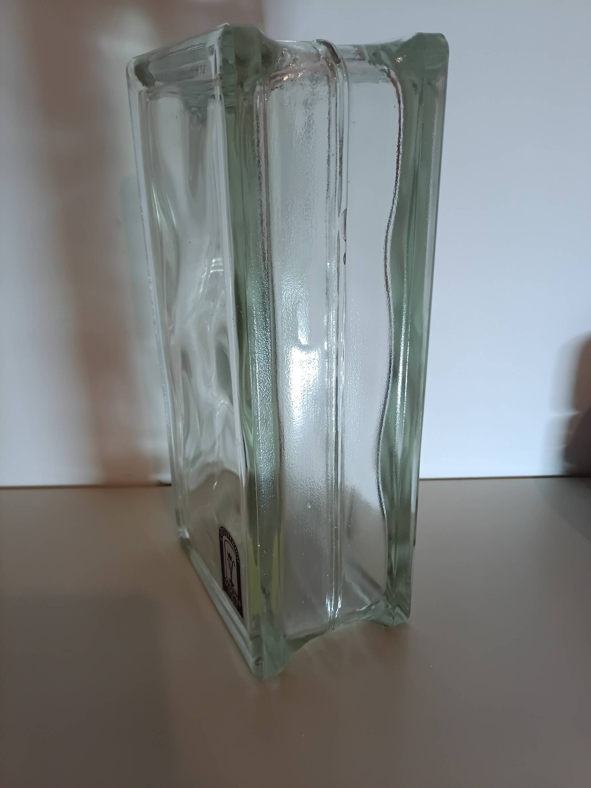 Vintage brick-shaped rectangular glass vase