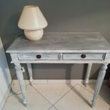 Desk / console painted and patinated 2 drawers