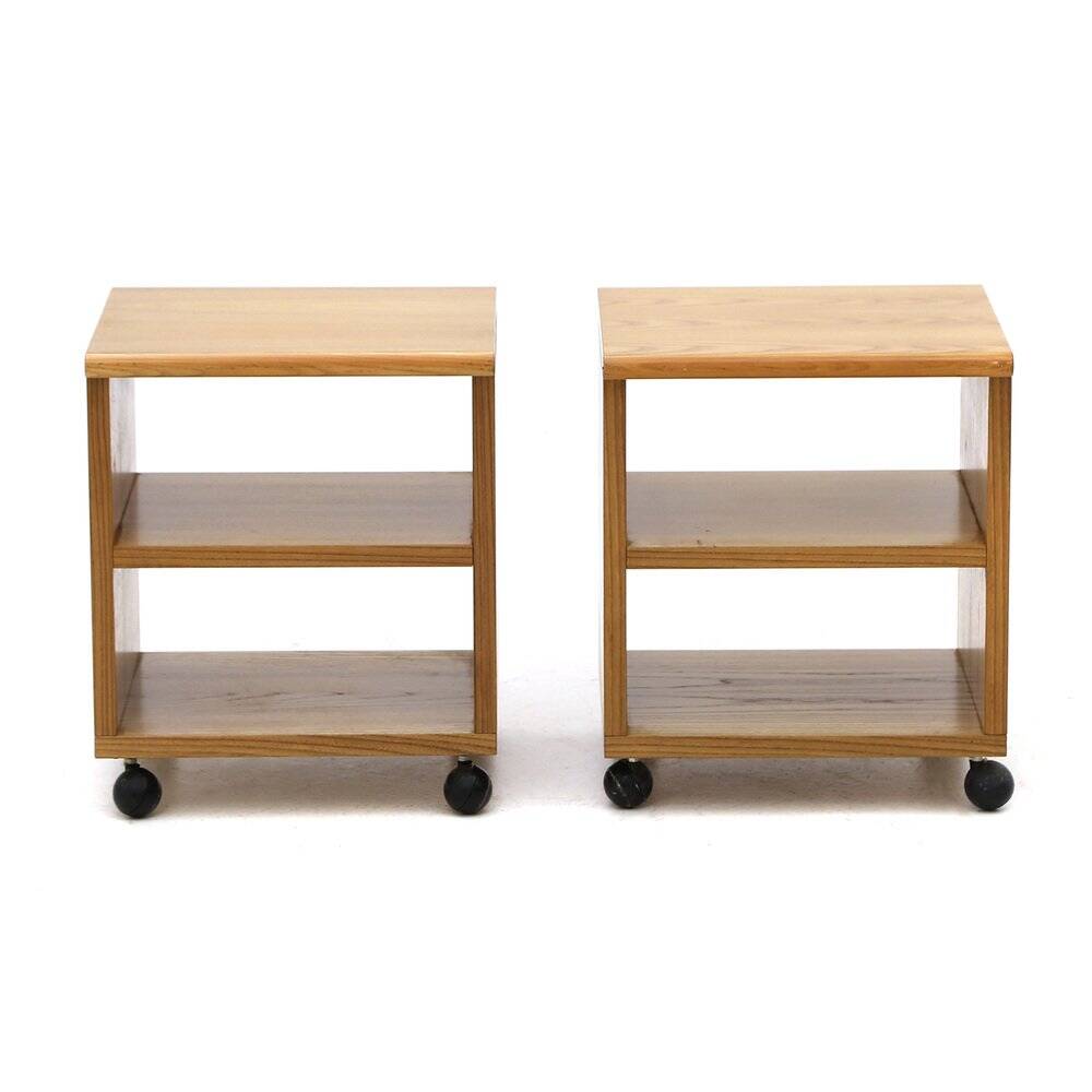 Wooden bedside tables, 1970s, set of 2