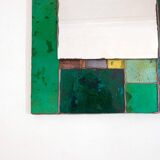 Coloured glass mirror, French work from the 1960s, 35x77 cm.