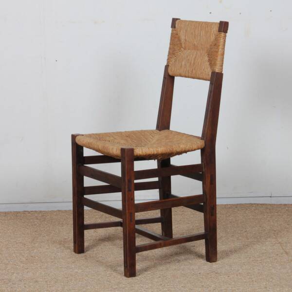 Set of 6 oak rush chairs, French craftsmanship, 1950.