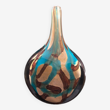 Vase soliflore en verre soufflé signé Mdina Malte années 70