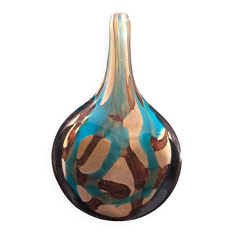 Vase soliflore en verre soufflé signé Mdina Malte années 70
