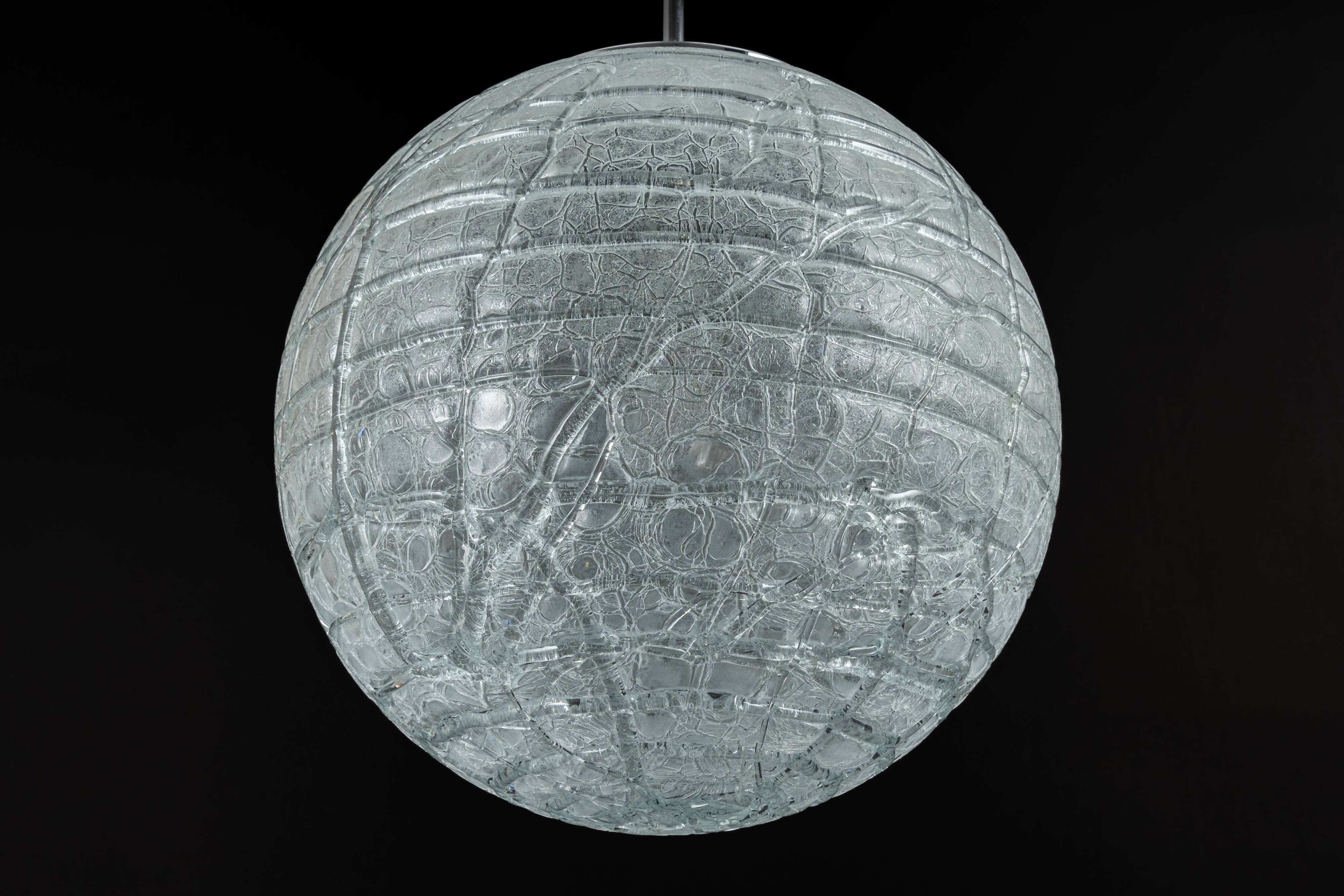 Large Murano ball pendant light by Doria, Germany, 1970s.