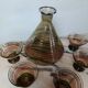 Art Deco liqueur service in smoked glass