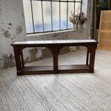 Oak console with white marble top 1970