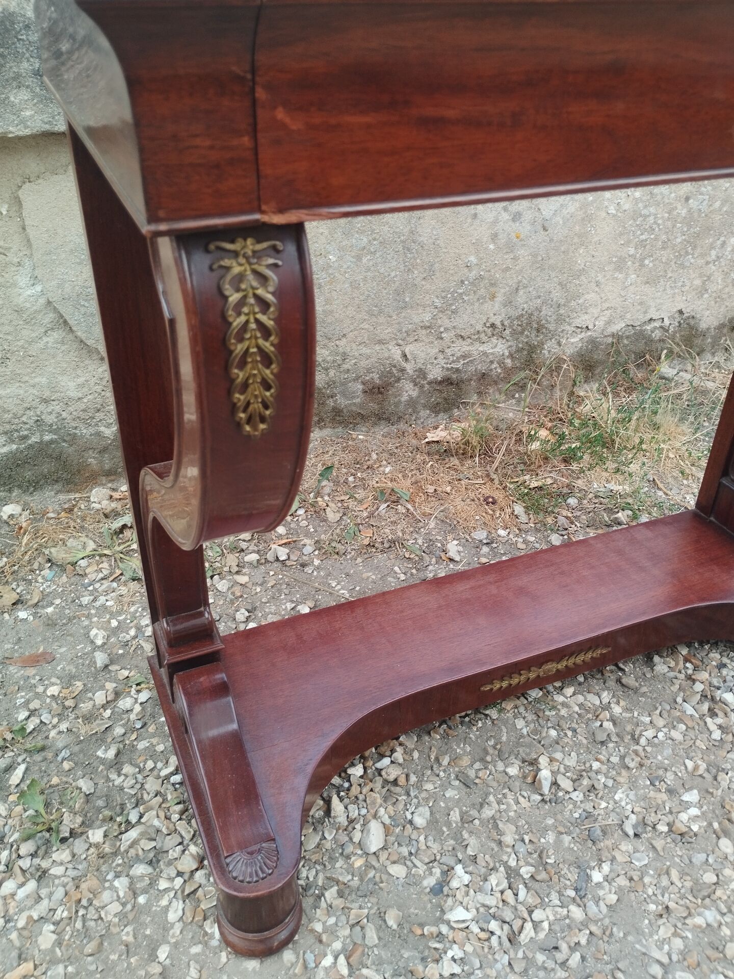 Console ancienne style louis xvi plateau bois