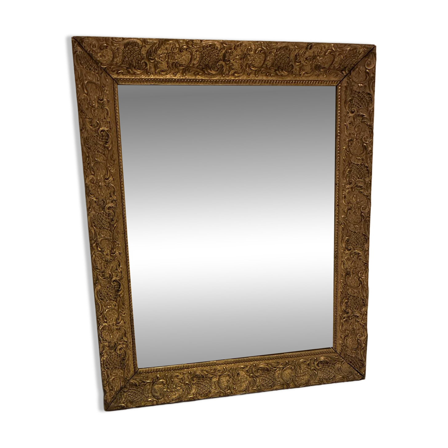 Rectangular framed mirror in wood and gilded stucco – Louis XV Rococo style