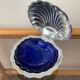 Beurrier vintage coquillage en verre et inox