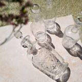 Early 20th century carafe chiseled and engraved, faceted cap
