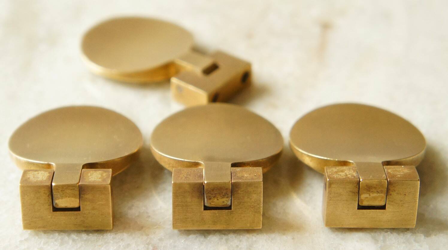 Set of 4 pendants/Scandinavian furniture knobs in solid brass