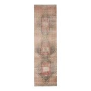 1970s Turkish Oushak Handmade Wool Cotton Orange Runner Rug 98x346