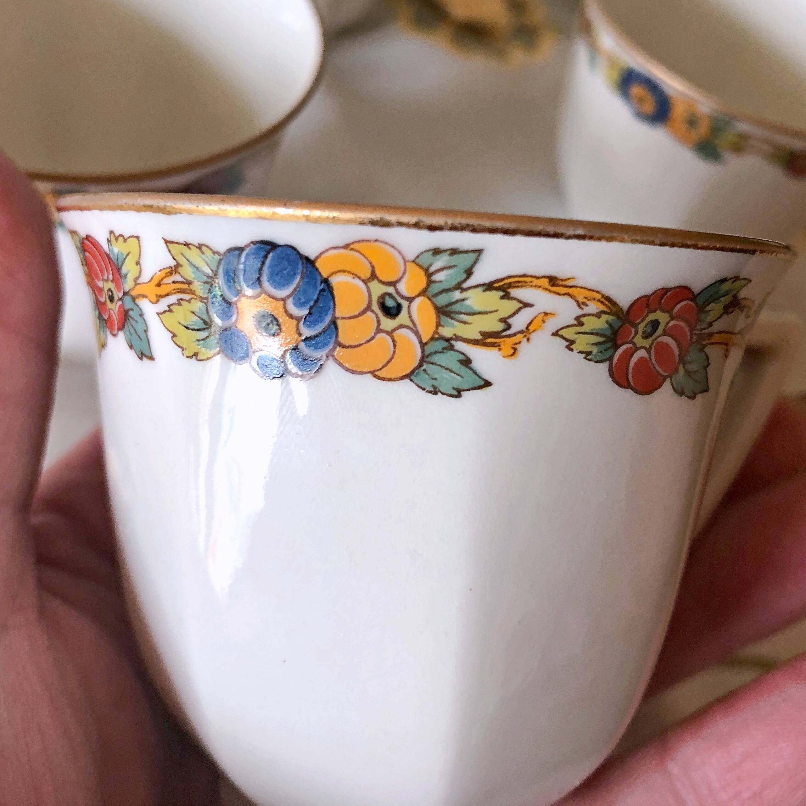 6 Limoges porcelain coffee cups Jean Boyer France vintage