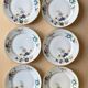 6 Assiettes vintages en porcelaine blanche de Limoge signées T.L.B, fleurs