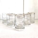 Set of 5 whisky glasses with golden edging, 1930s