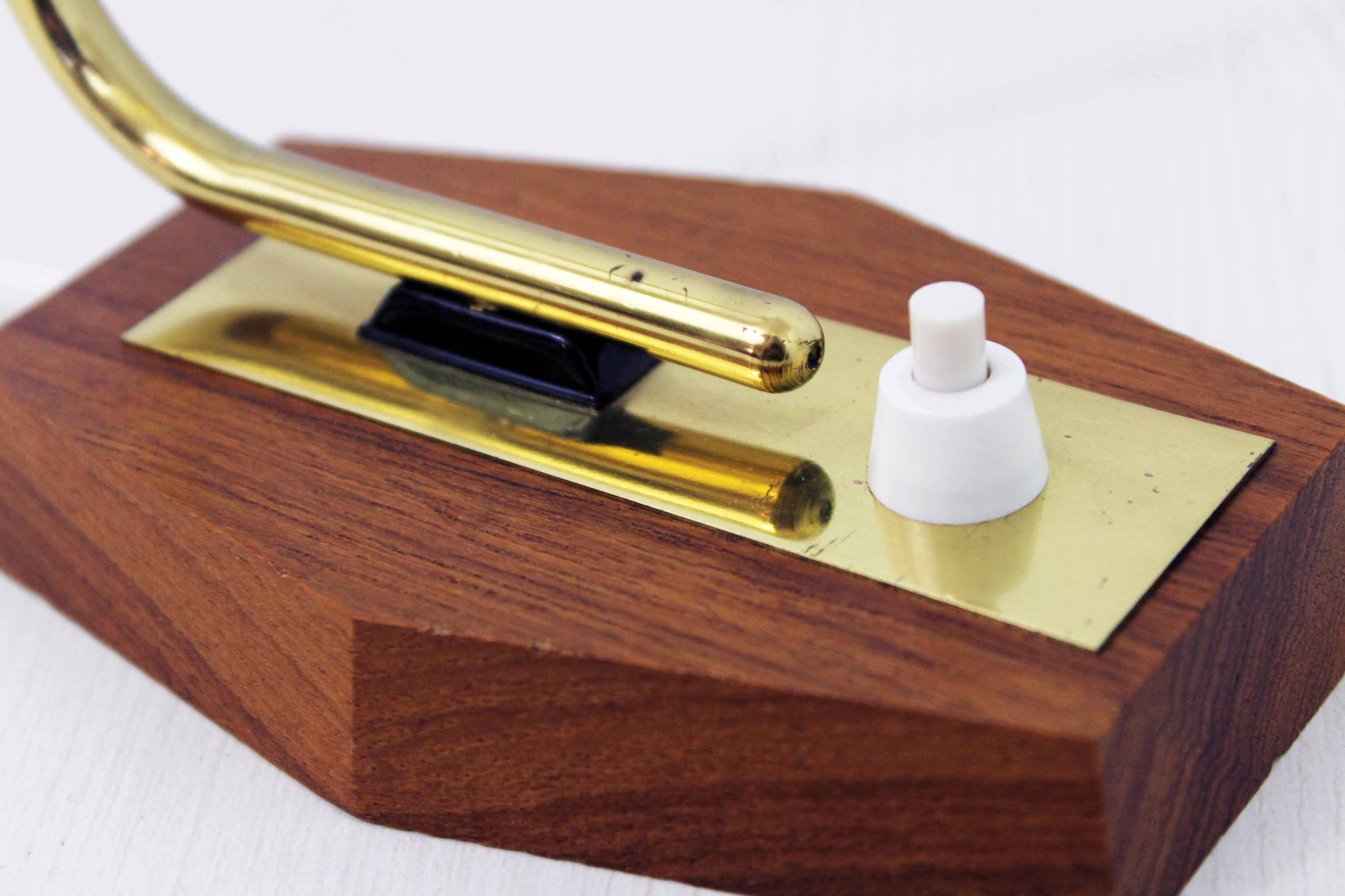 Teak and brass bedside or table lamp