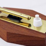 Teak and brass bedside or table lamp