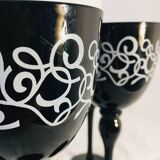 Stemmed glasses, vintage black flutes