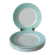 Set of 6 Badonviller flat plates with speckled mint colored edge 1950
