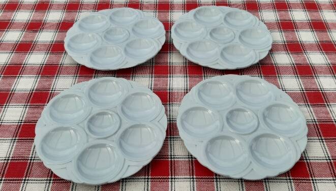 Set of 4 Sarreguemines art deco seafood plates