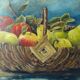 Painting still life basket of fruits oil on canvas signed