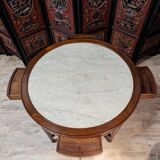 Round mahogany pedestal table Louis XVI