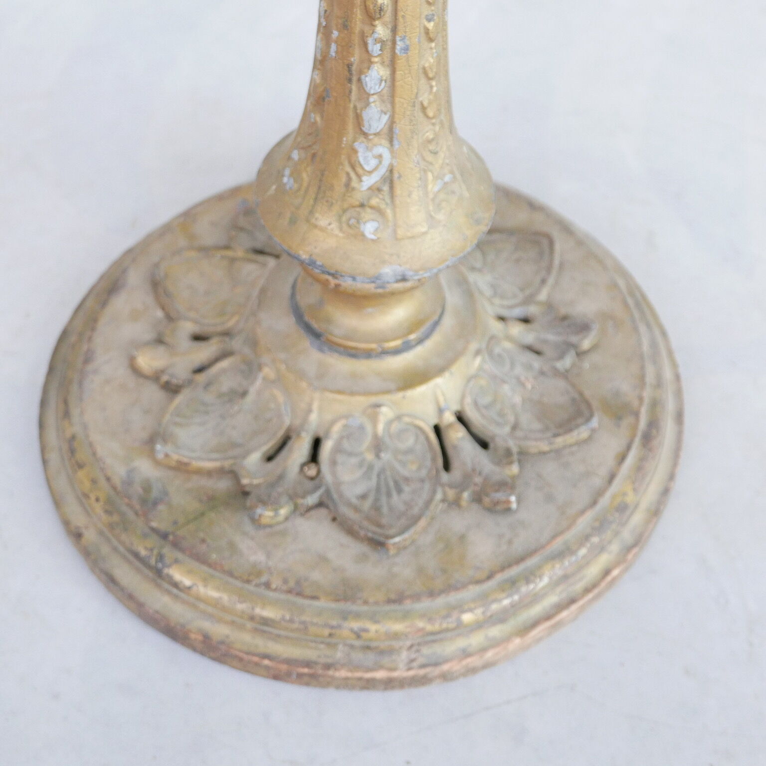 Art deco french wooden and metal gilt floor lamp