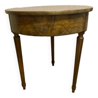 Louis XVI style pedestal table in walnut and walnut veneer