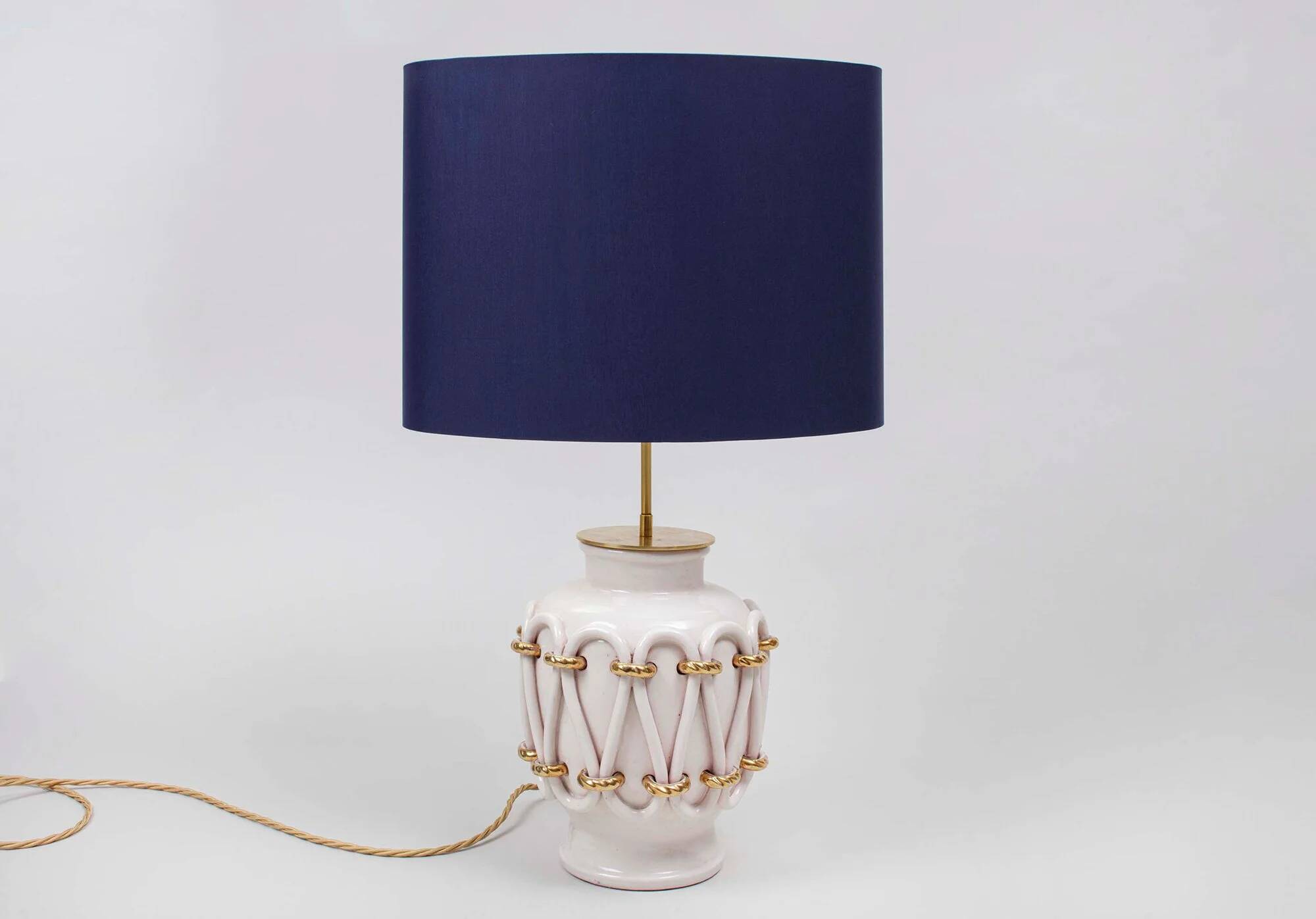 Ceramic lamp, new electrical system and lampshade.