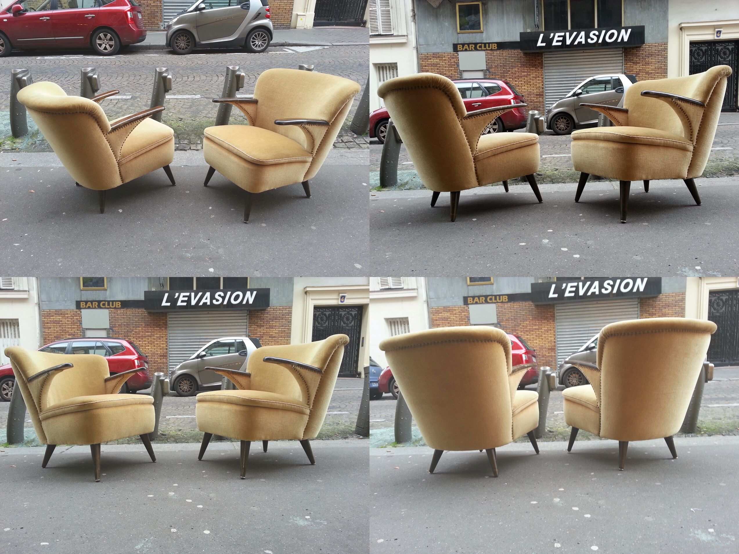 1/2 chairs cocktail Scandinavian vintage 50/60s restored