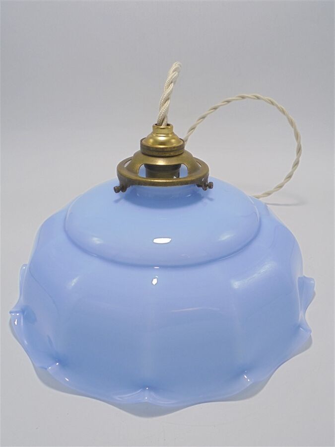 Blue opaline hanging lamp