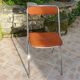 Chaise pliante Souvignet en métal chromé et tissu orange, 1970
