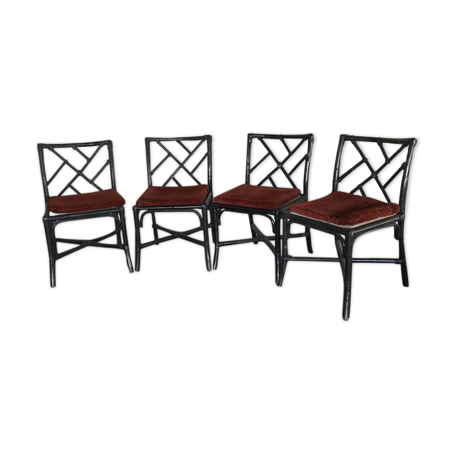 Lot de 4 chaises en bois façon bambou