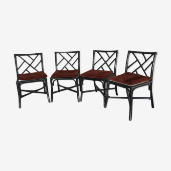 Set of 4 wooden bamboo way chairs